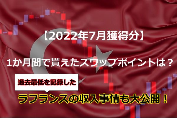 【2022年7月獲得分】トルコリラスワップポイント87,053円ゲット！