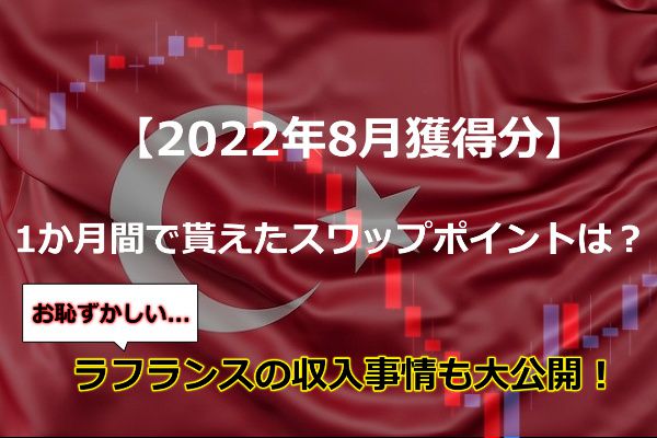 【2022年8月獲得分】トルコリラスワップポイント75,268円ゲット！