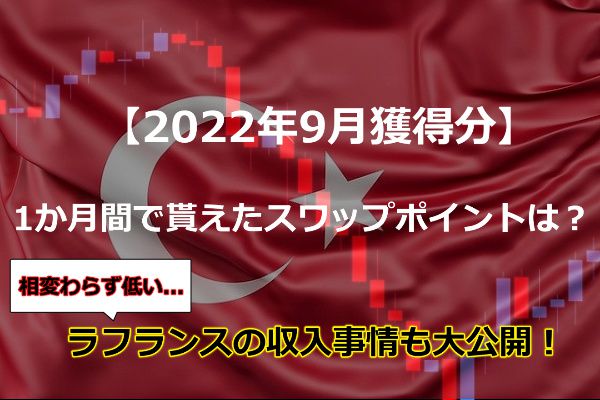 【2022年9月獲得分】トルコリラスワップポイント210,015円ゲット！