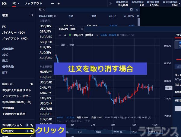 IG証券で注文を取消す方法1